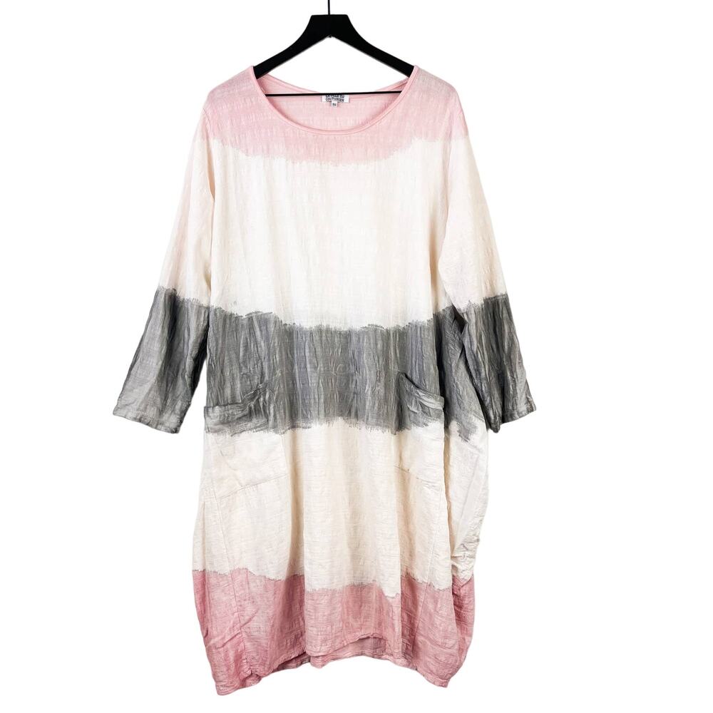 La Fille Du Couturier Size 36 Dress Cotton Stripe Pink Midi Shift